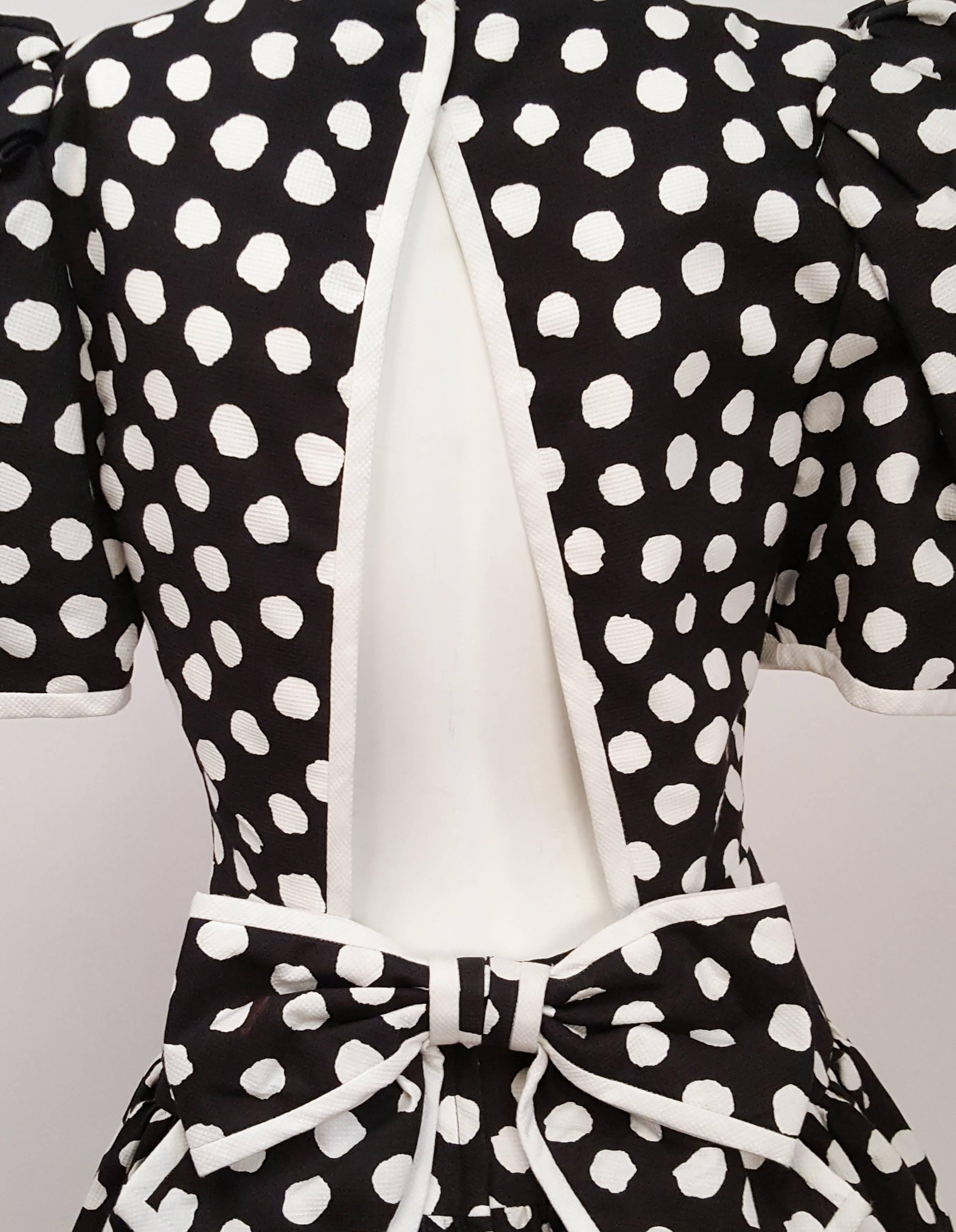 Women's 1980s Black & White Polka Dot Party Dress