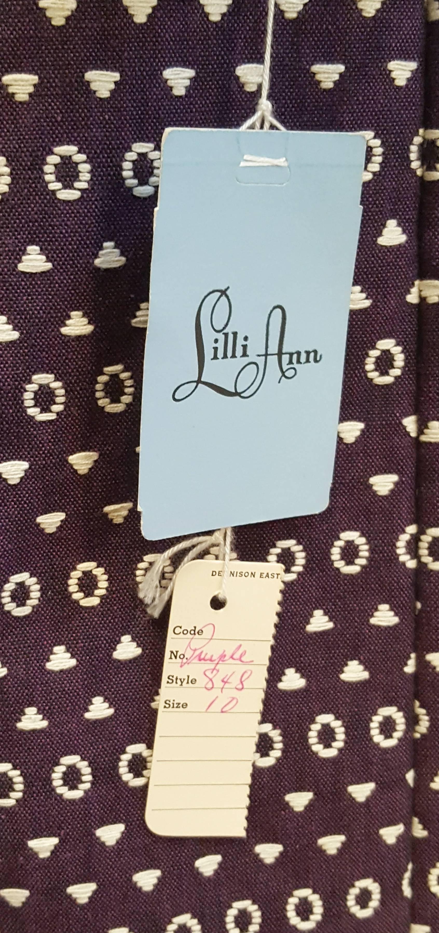 Women's or Men's 1960s Lilli Ann Purple Coat w/ White Contrast Trim  For Sale