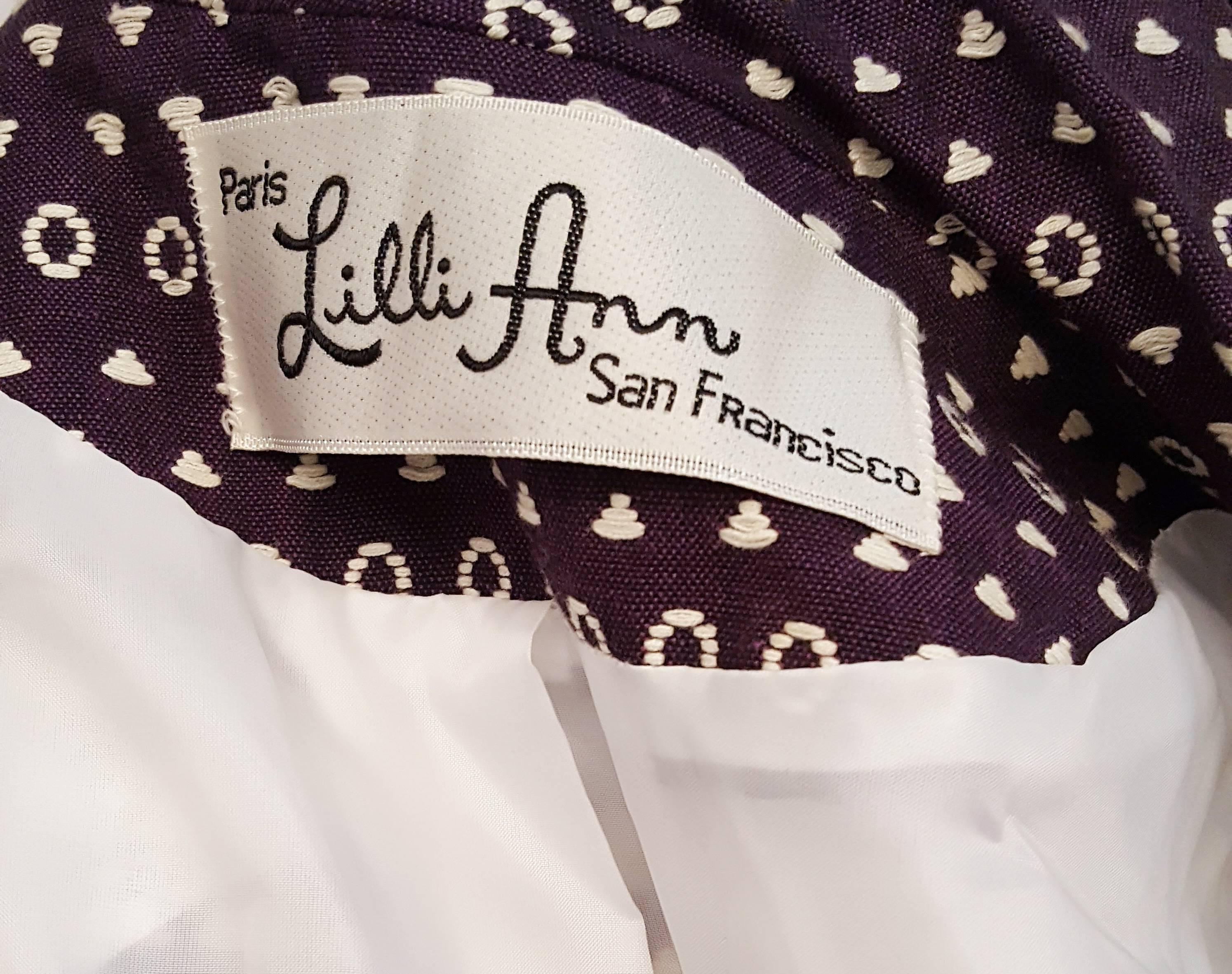 1960s Lilli Ann Purple Coat w/ White Contrast Trim  For Sale 1