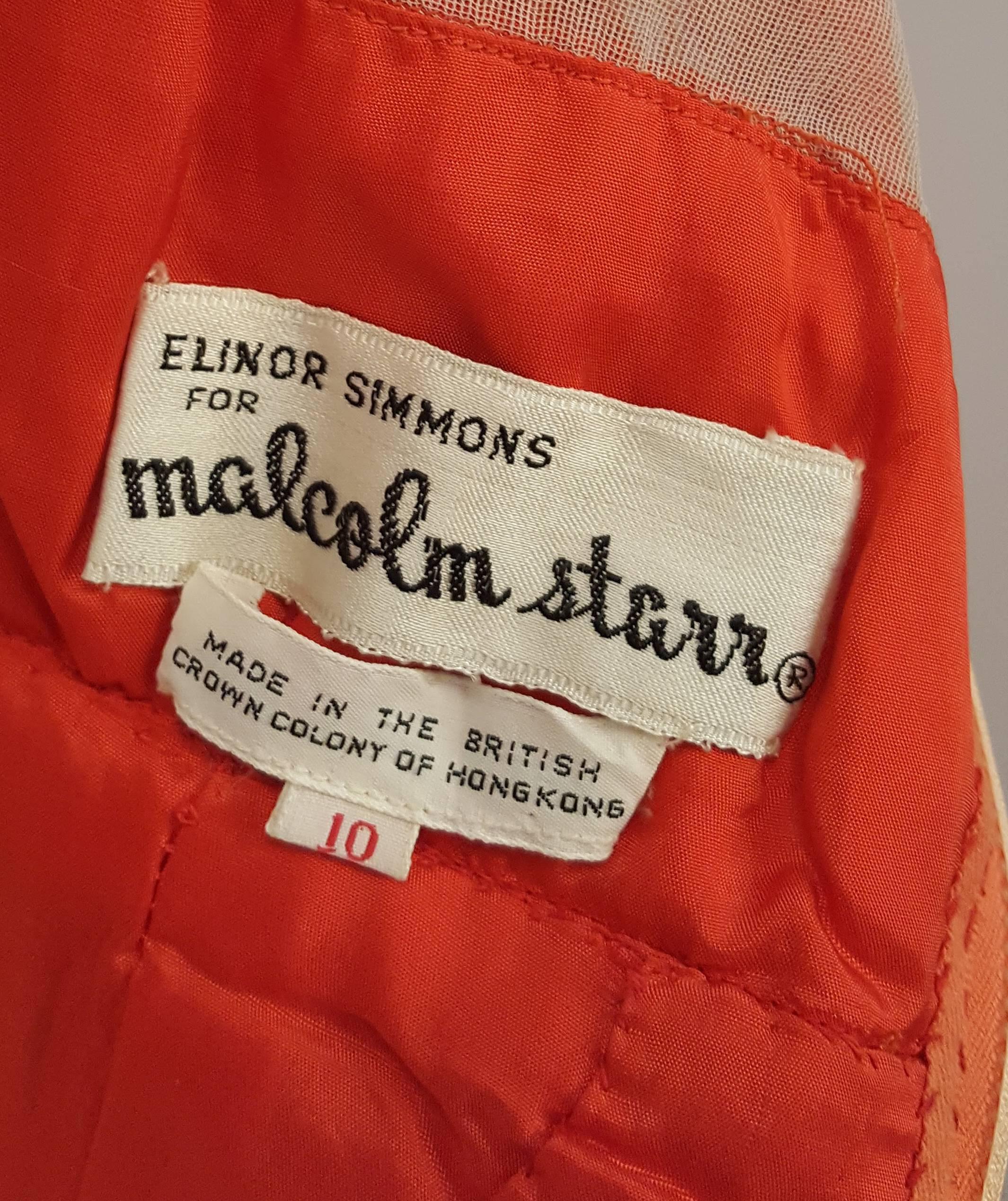 70s Malcolm Starr Orange Cutout Illusion Mesh Dress 2