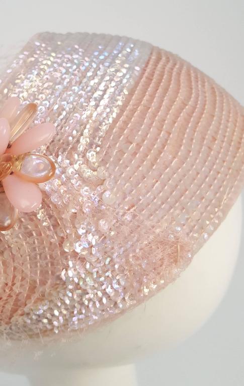 I. Magnin Vtg Pale Pink Hat w Sequins 40’s 50’s I Magnin Vintage - Etsy main image 3