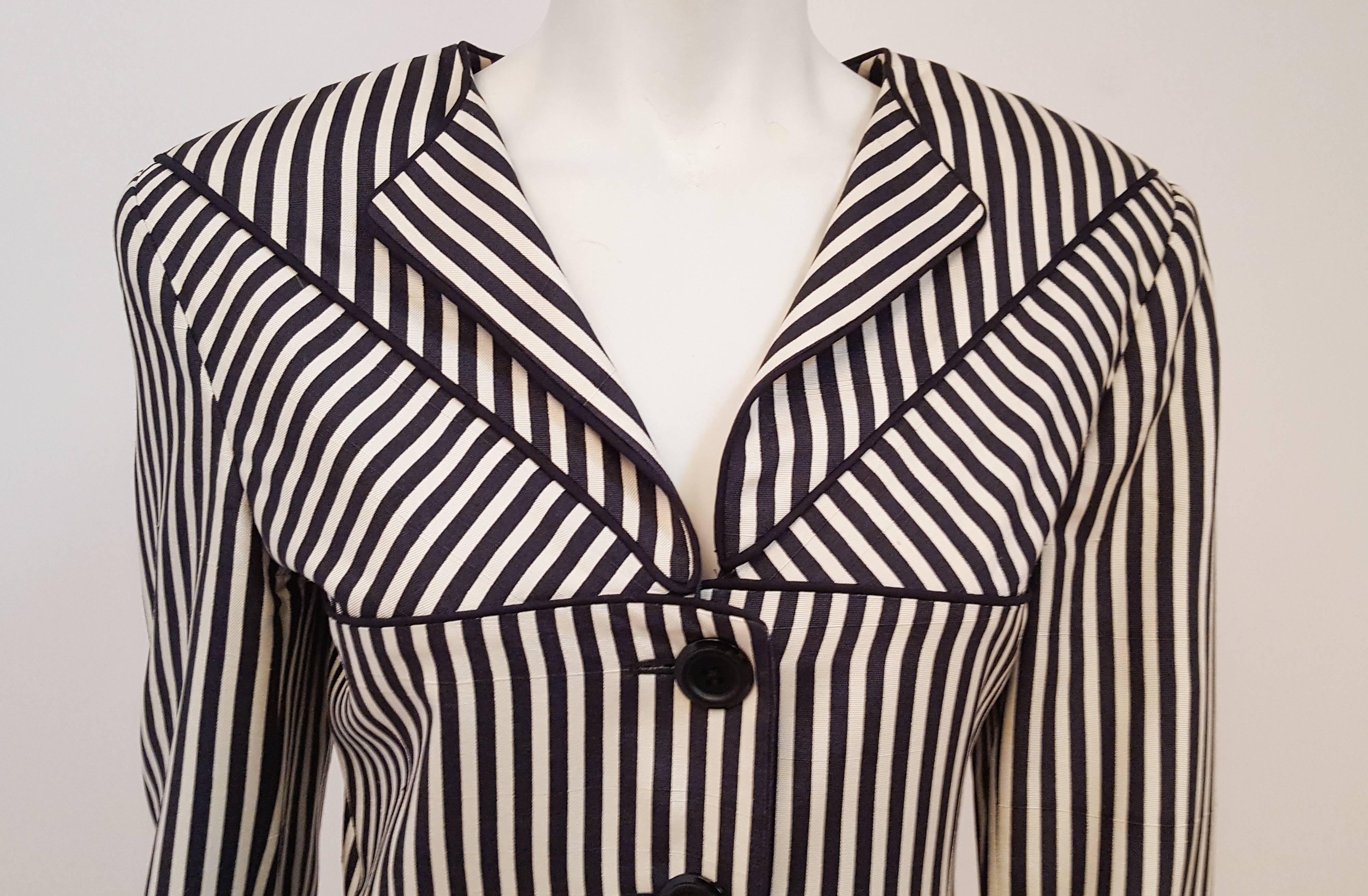 80s Valentino Black & White Striped Jacket In Excellent Condition For Sale In San Francisco, CA