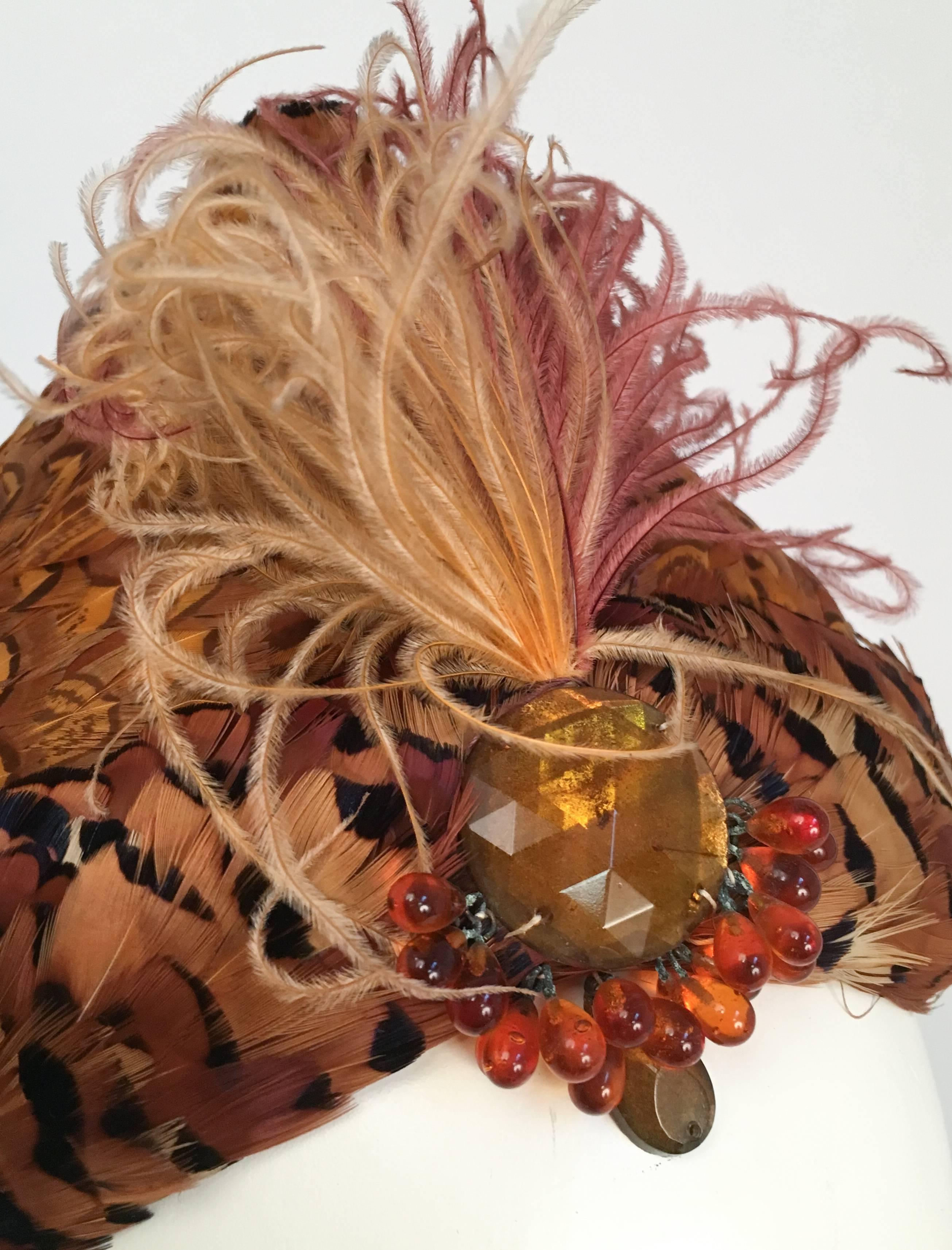 1950s Feather Turban Style Hat 2