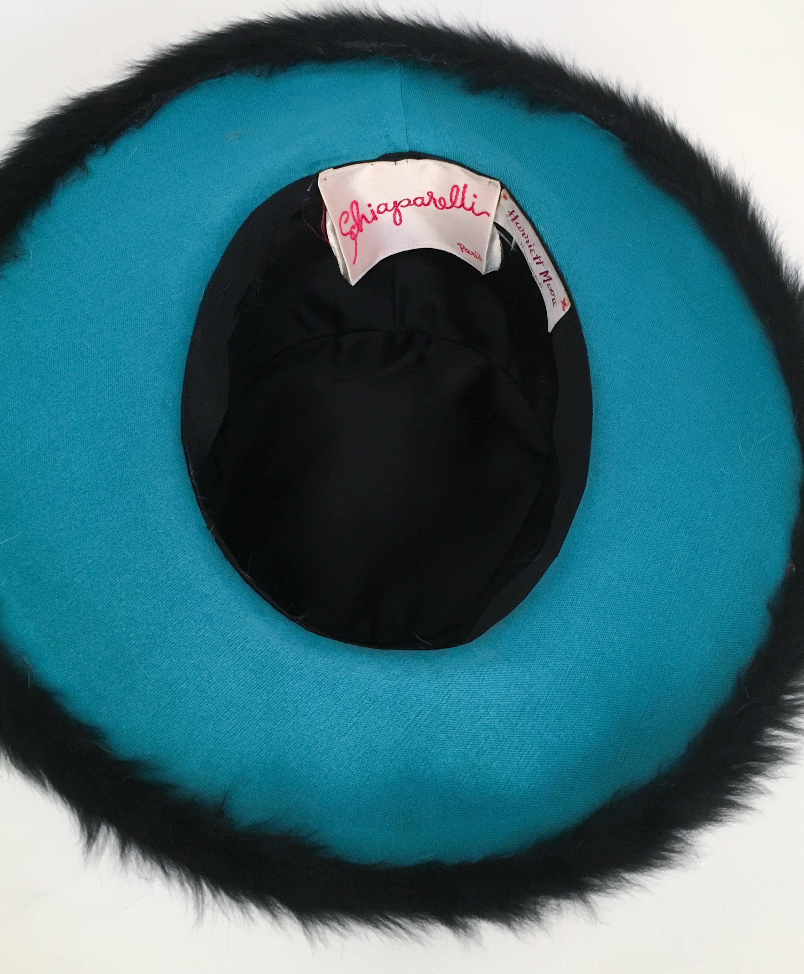 70s Schiaparelli Fur Wide Brim Hat 2