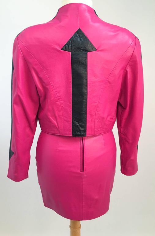 80s Michael Hoban North Beach Leather Hot Pink Jacket And Mini Skirt Set At 1stdibs