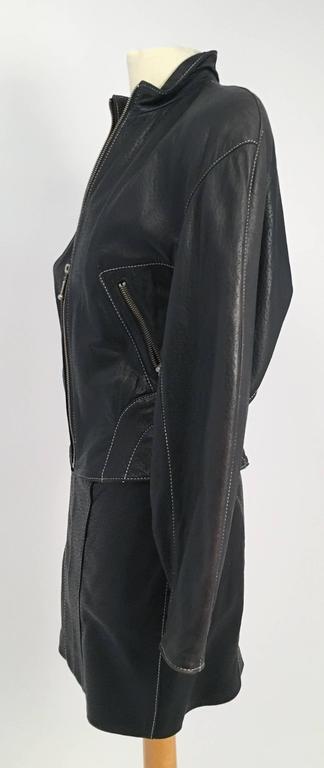 80s Michael Hoban North Beach Leather Black Lamb Skin Dress and Jacket ...