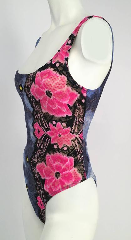 90s Versace Pink and Blue Lace Swimsuit For Sale at 1stDibs | versace ...