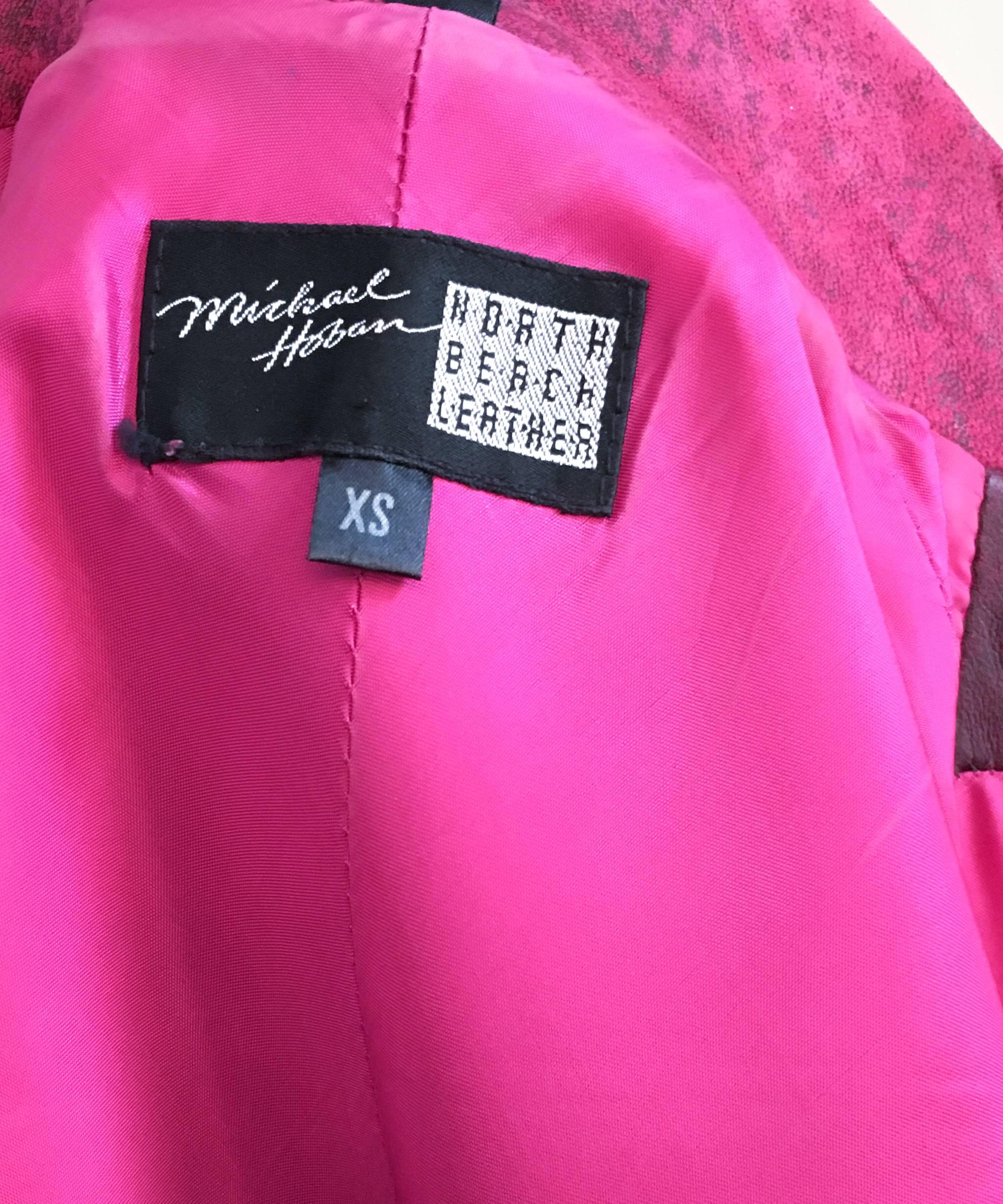 80s Michael Hoban North Beach Leather Pink Zip Up Dress For Sale at ...