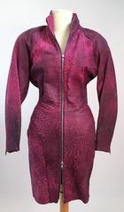 80s Michael Hoban North Beach Leather Pink Zip Up Dress