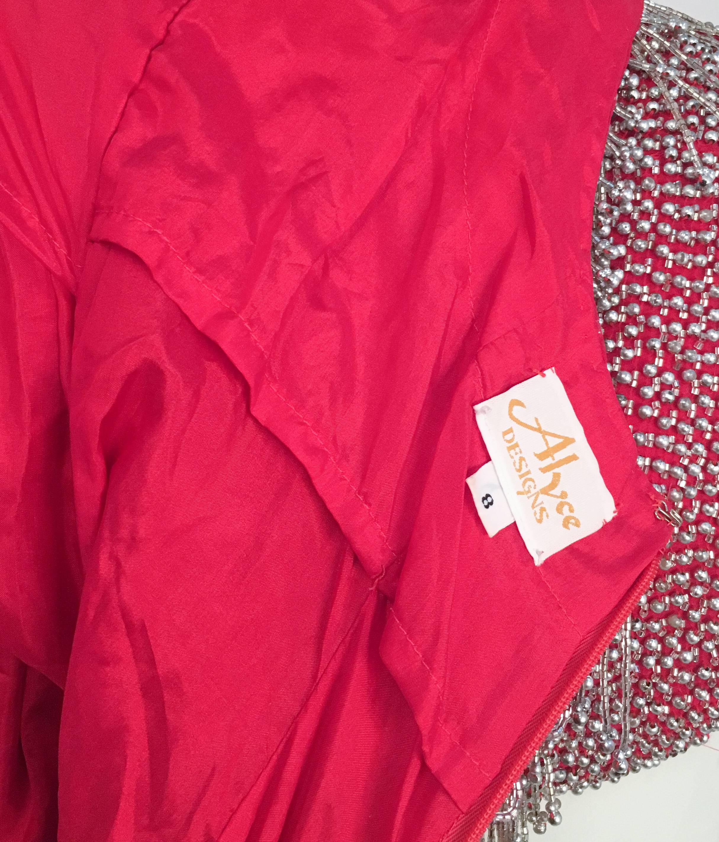 Women's 80s Beaded Red Mini Dress