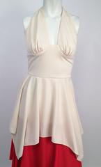 70s Red, White, Black Halter Maxi Dress