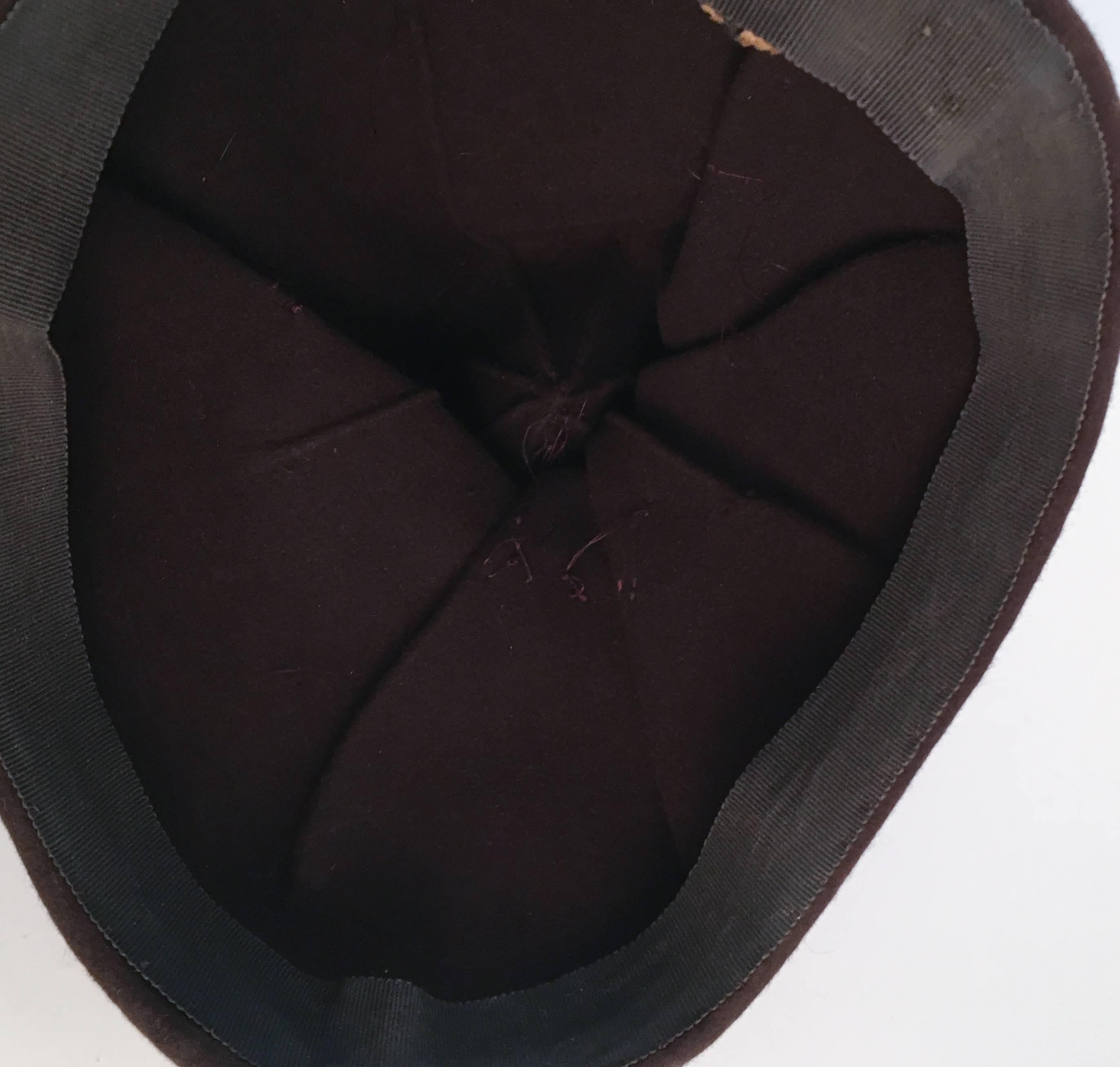30s Sculptural Brown Felt Hat w/ Mink Trim In Excellent Condition In San Francisco, CA