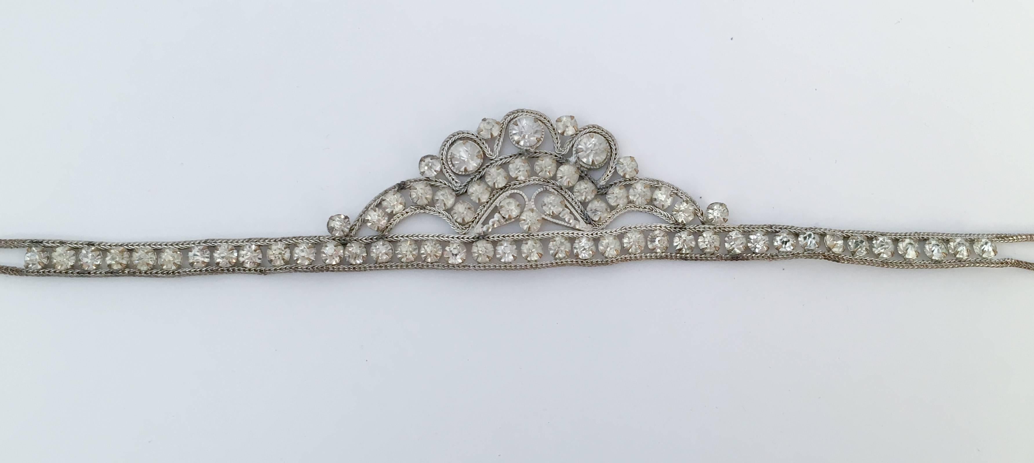 Women's 20s Silver Toned Brass Tiara Headband