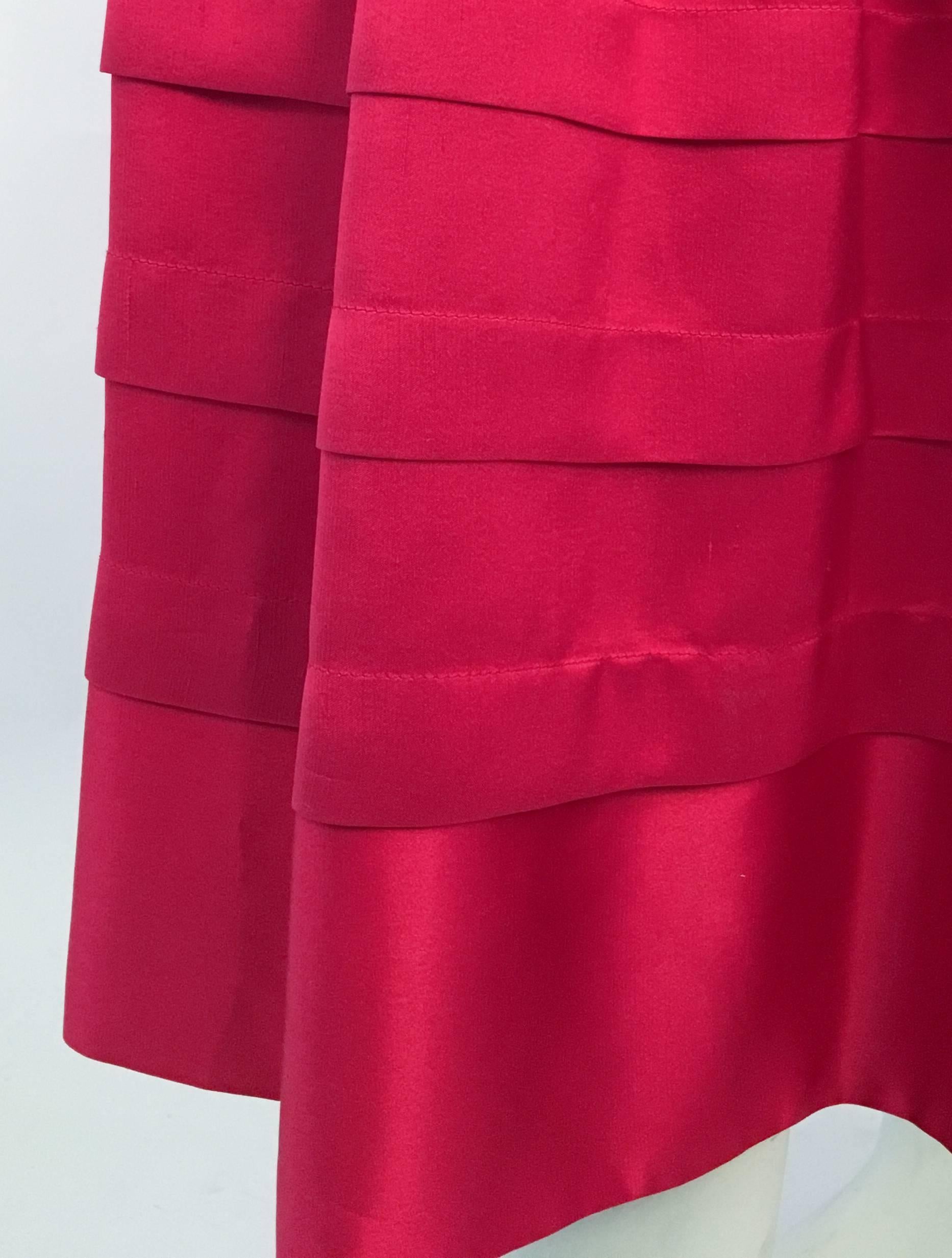 Women's 80s Red Silk Flared Dress