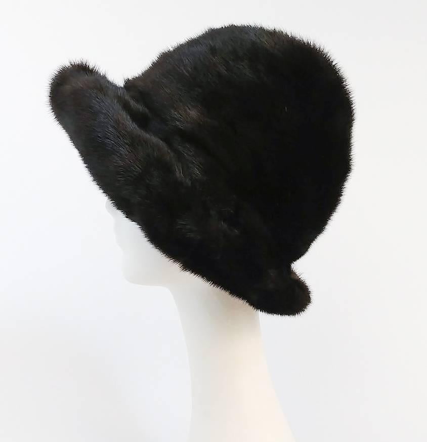 Black 70s Espresso Brown Mink Brimmed Hat