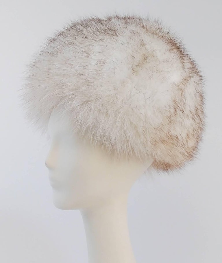 60s Gumdrop Shape White Fox Fur Hat at 1stDibs