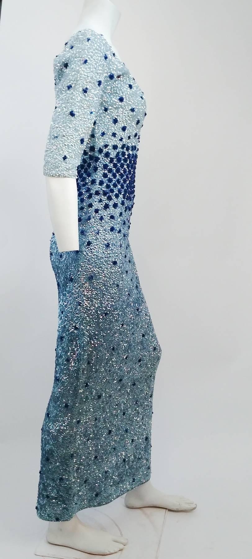 blue sequin party dress