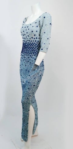 60s Blue Sequin Cocktail Dress