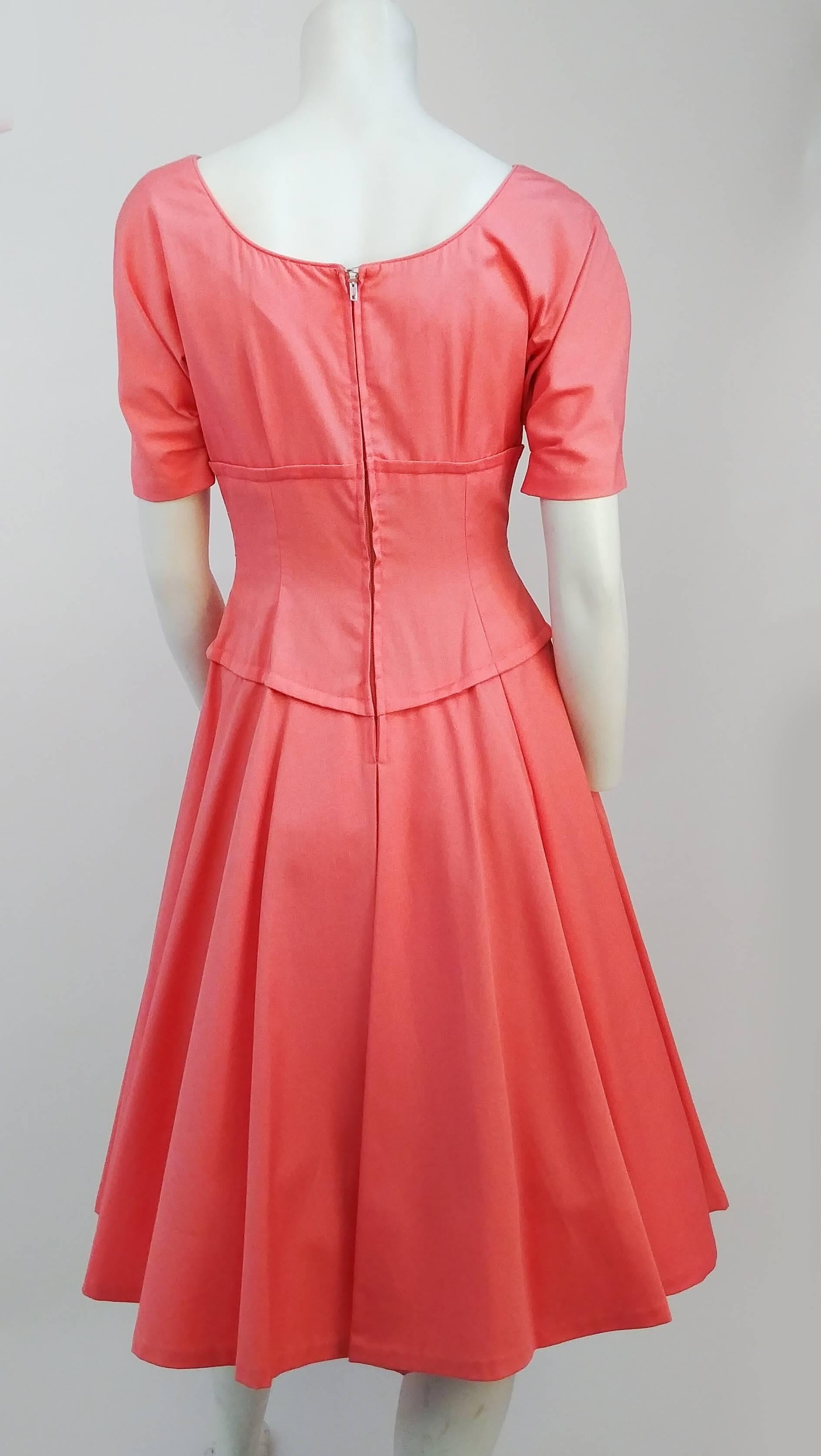 Orange 50s Salmon Pink A-Line Dress