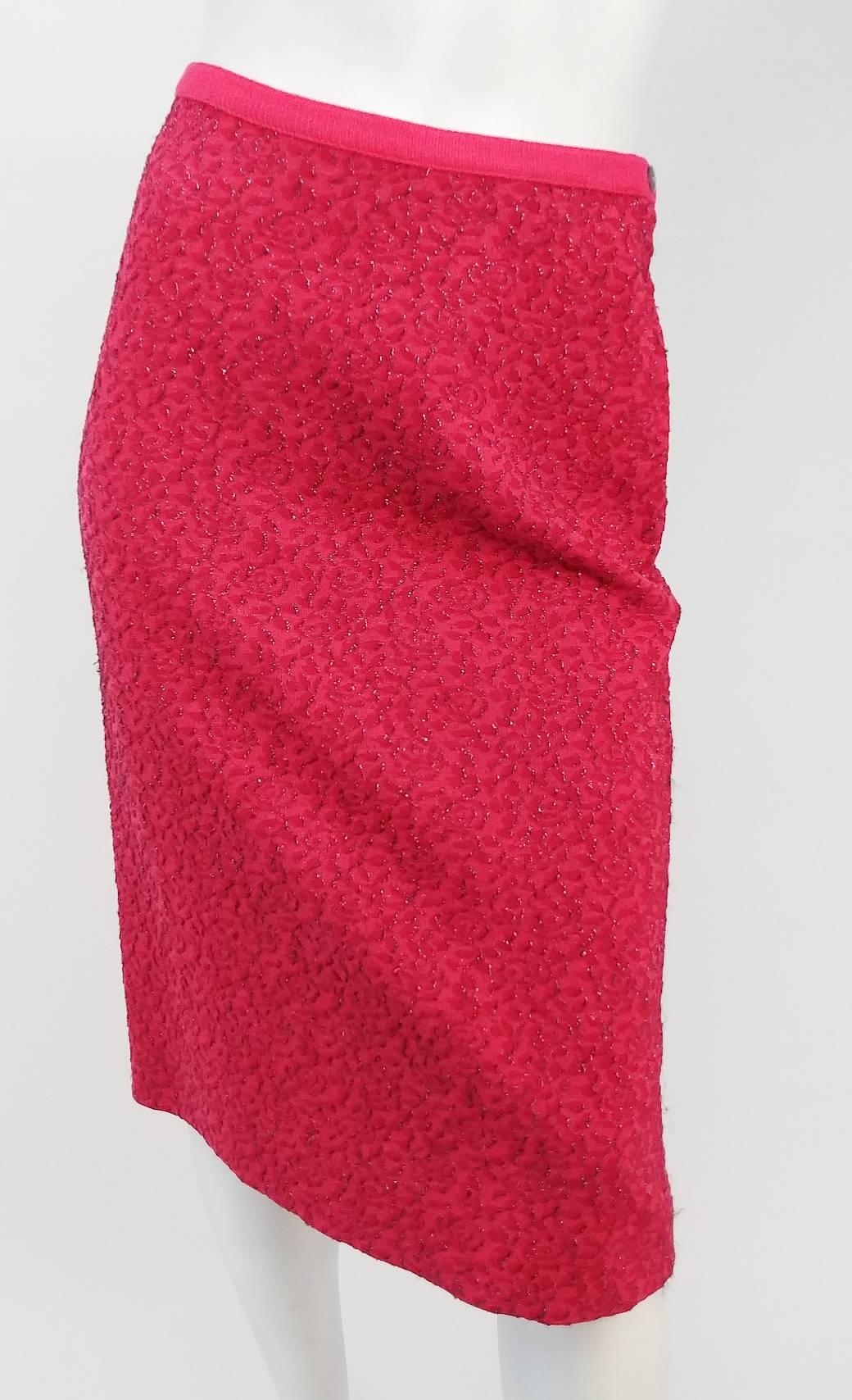 60s Hot Pink Sweater and Skirt Knit Set  2