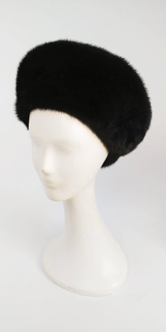 1960s Dark Espresso Brown Mink Pillbox Hat