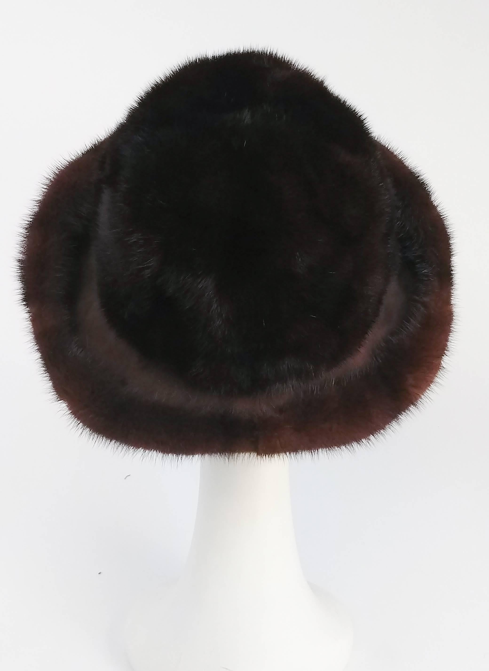Black 1970s Brown Wide Brim Mink Hat