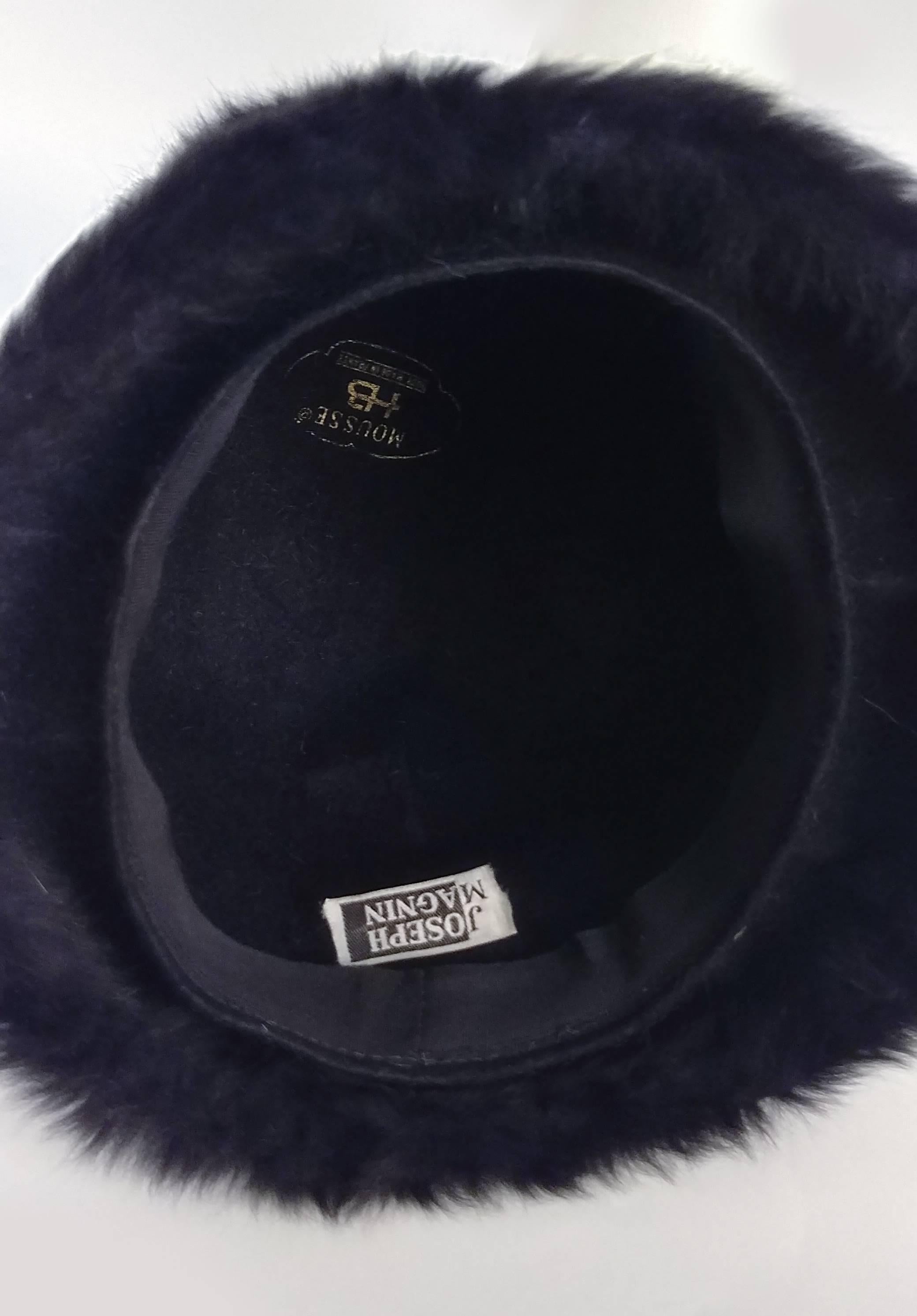 Women's 1960s Black Beaver Fur Mod Cloche