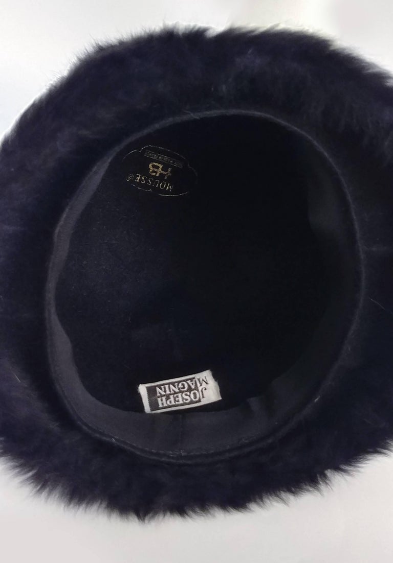 1960s Black Beaver Fur Mod Cloche For Sale 1