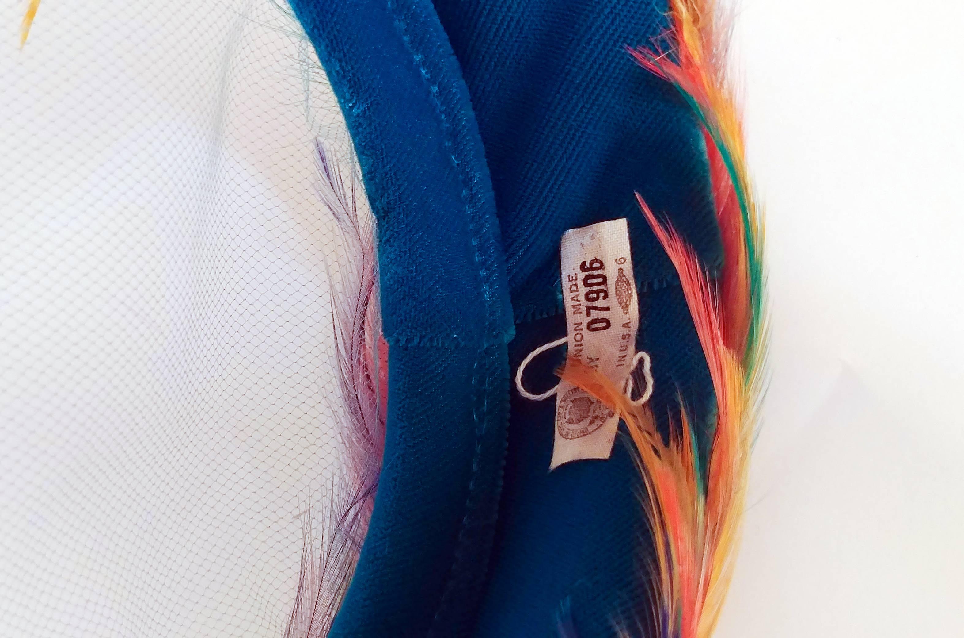 Women's 1960s Bright Rainbow Feather Hat For Sale