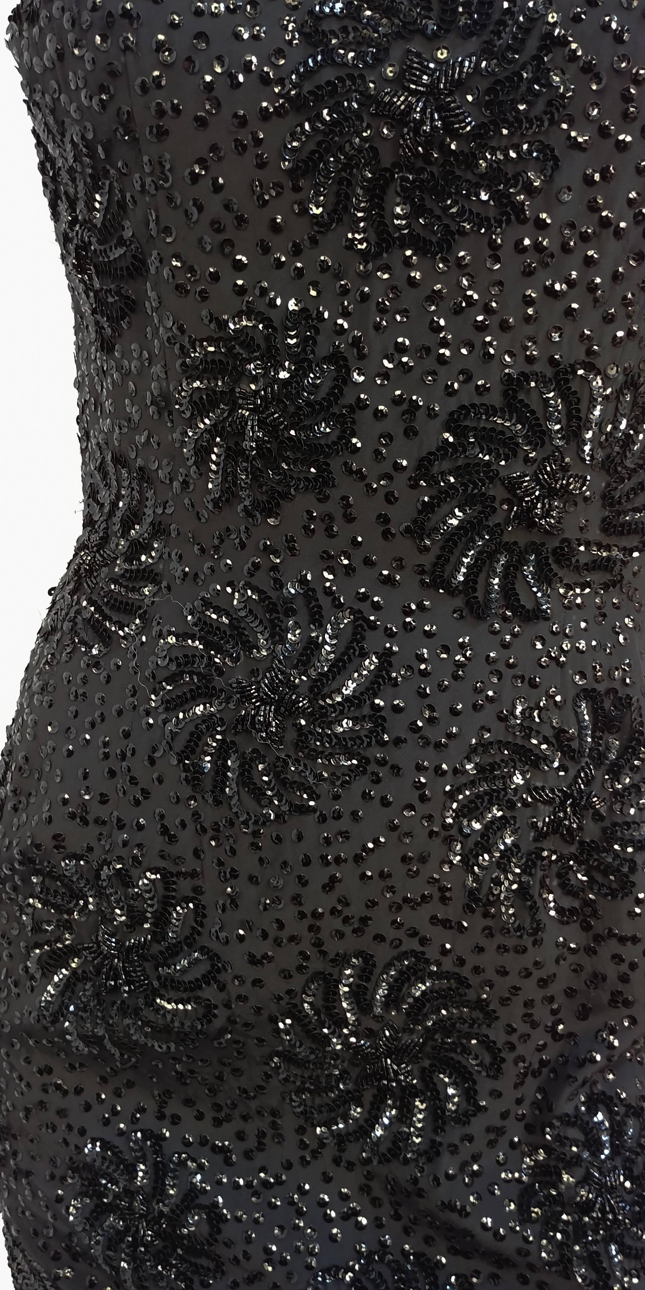 1960s Sequin Cocktail Sheath Dress In Excellent Condition For Sale In San Francisco, CA