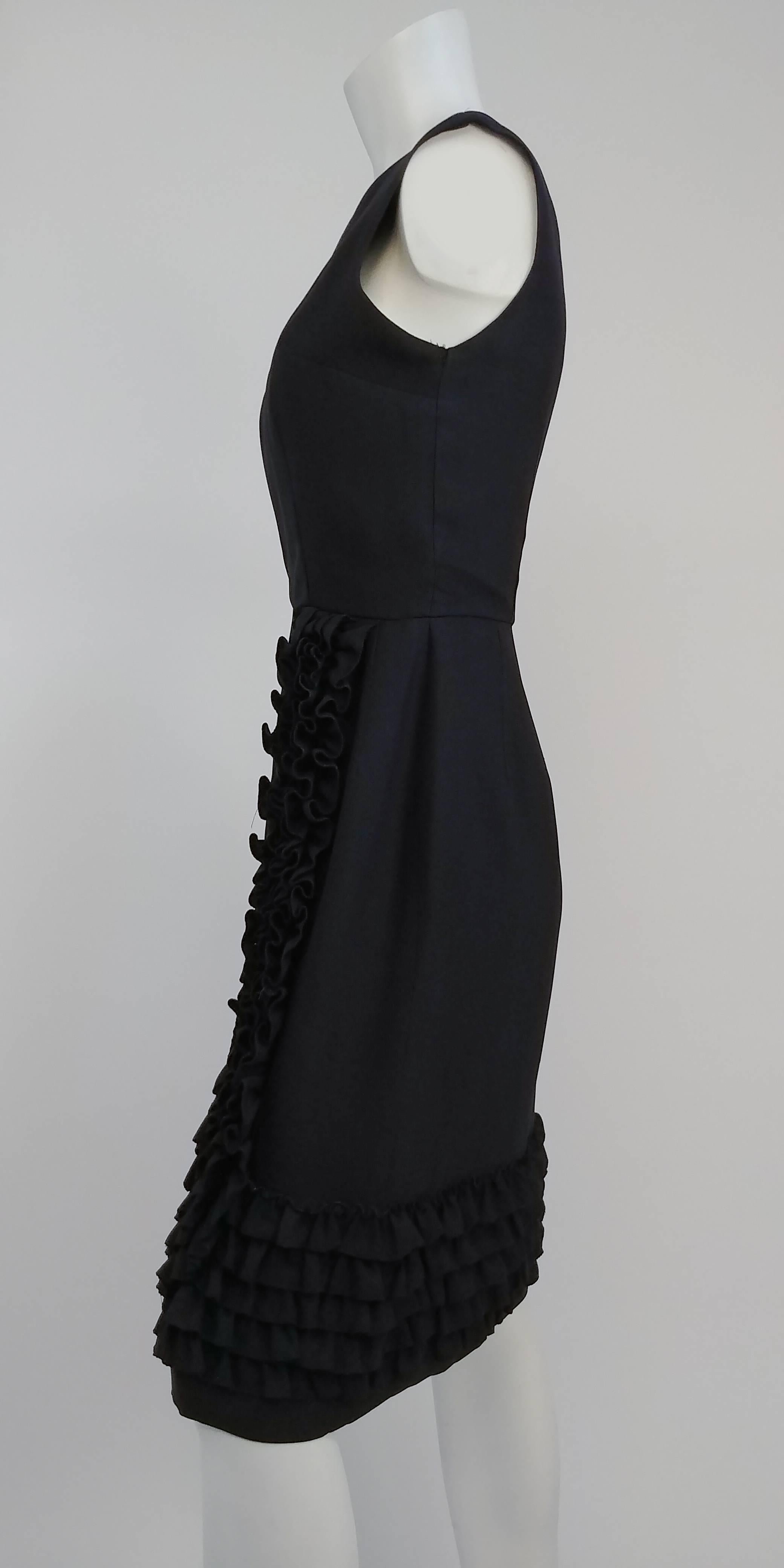 1960s Ruffled Front Cocktail Dress For Sale at 1stDibs
