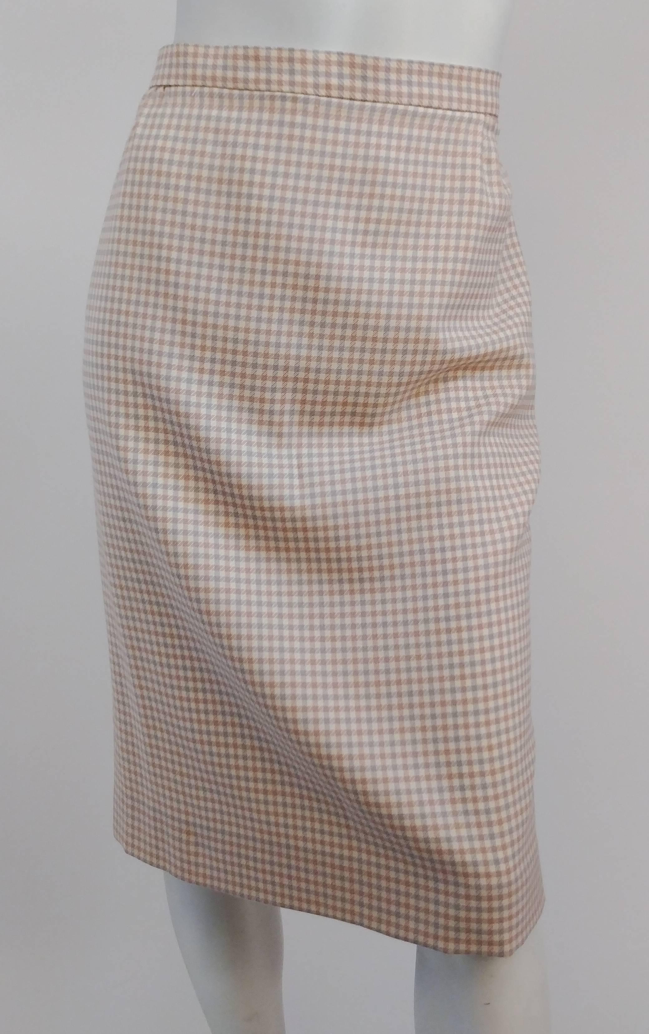 Women's 1980s Jaeger Two Piece Gingham Skirt Suit For Sale