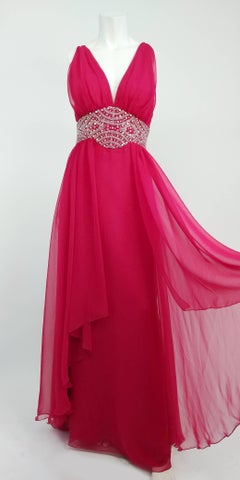1970s Mike Benet Rhinestone Studded Chiffon Gown