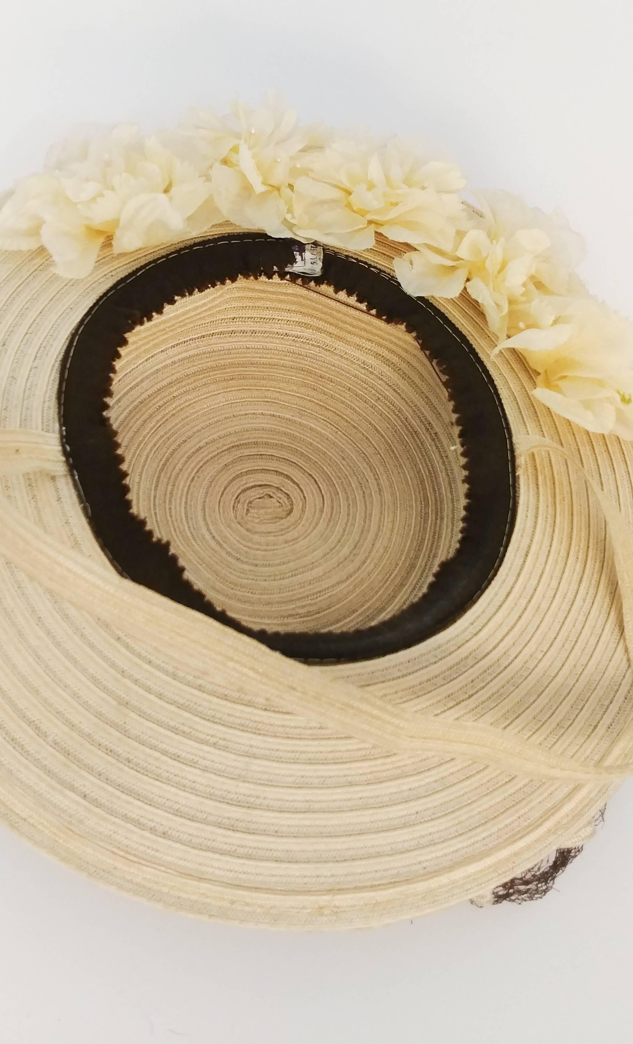 1930s Cream Floral Day Hat For Sale 1