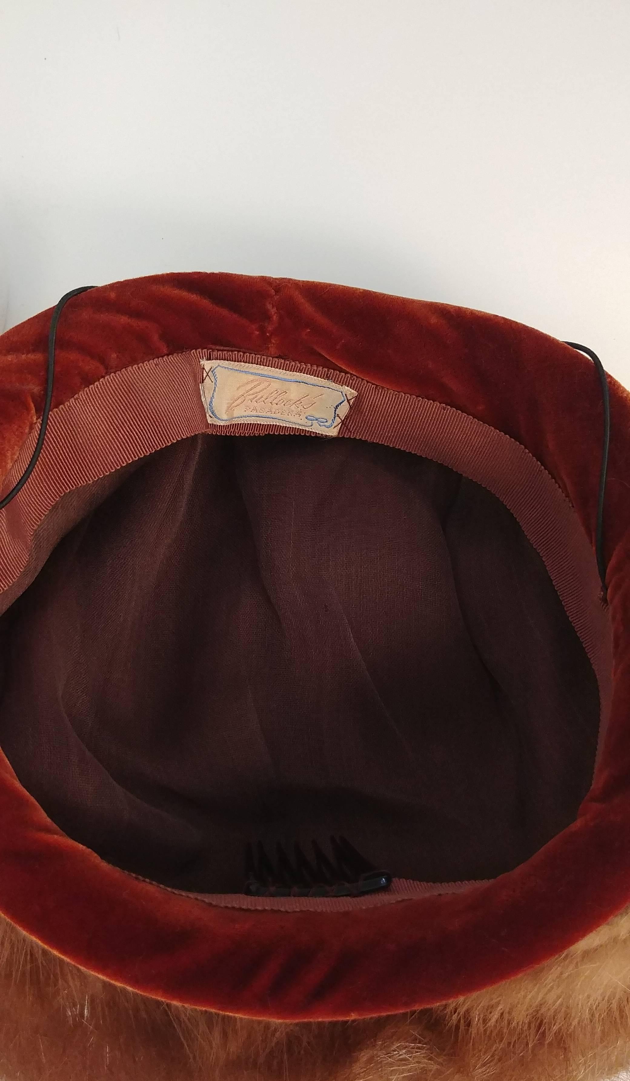 Women's 1940s Velvet & Mink Hat