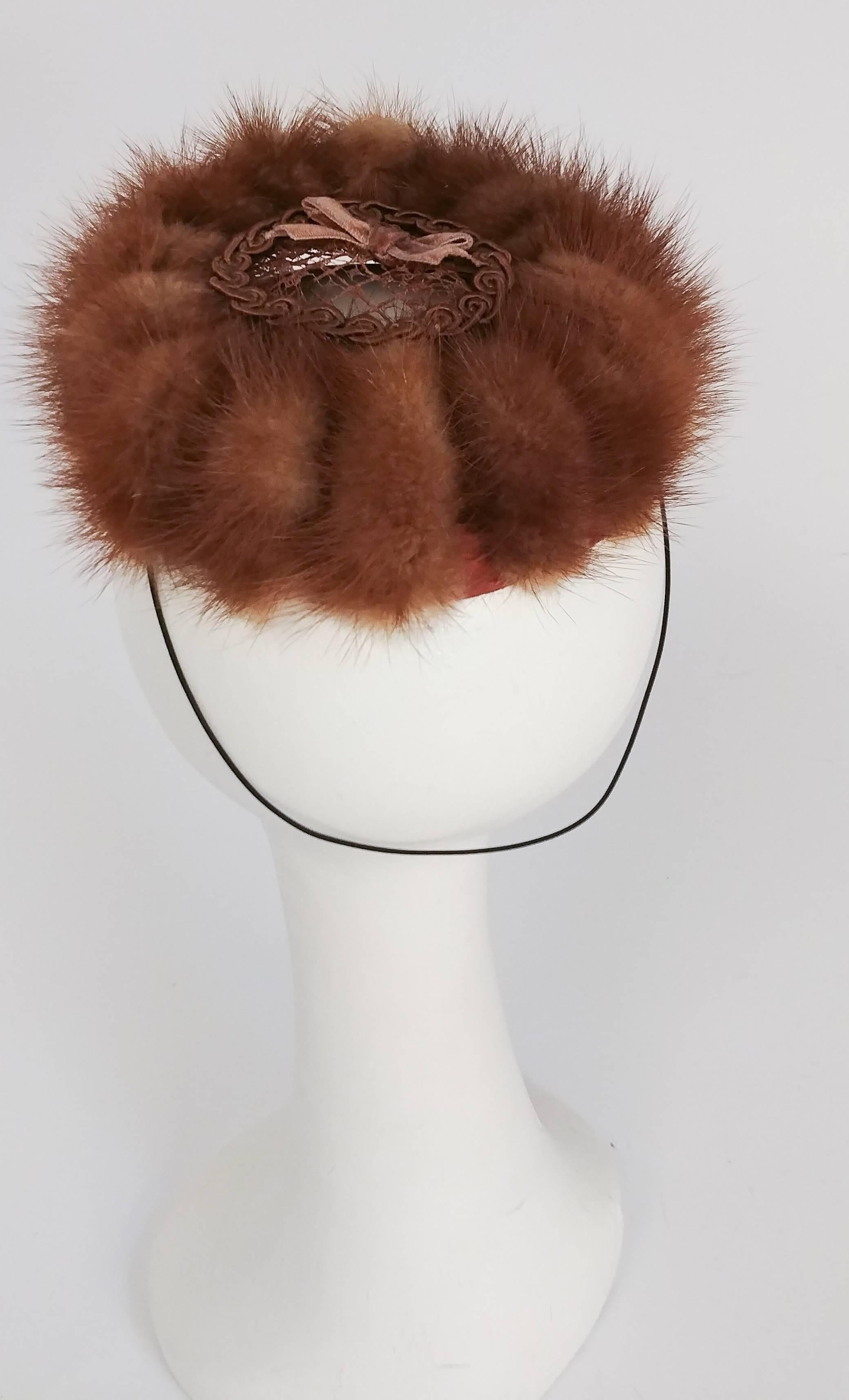 Brown 1940s Small Mink Hat