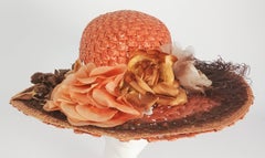 Edwardian Summer Daytime Hat w/ Flowers & Feathers