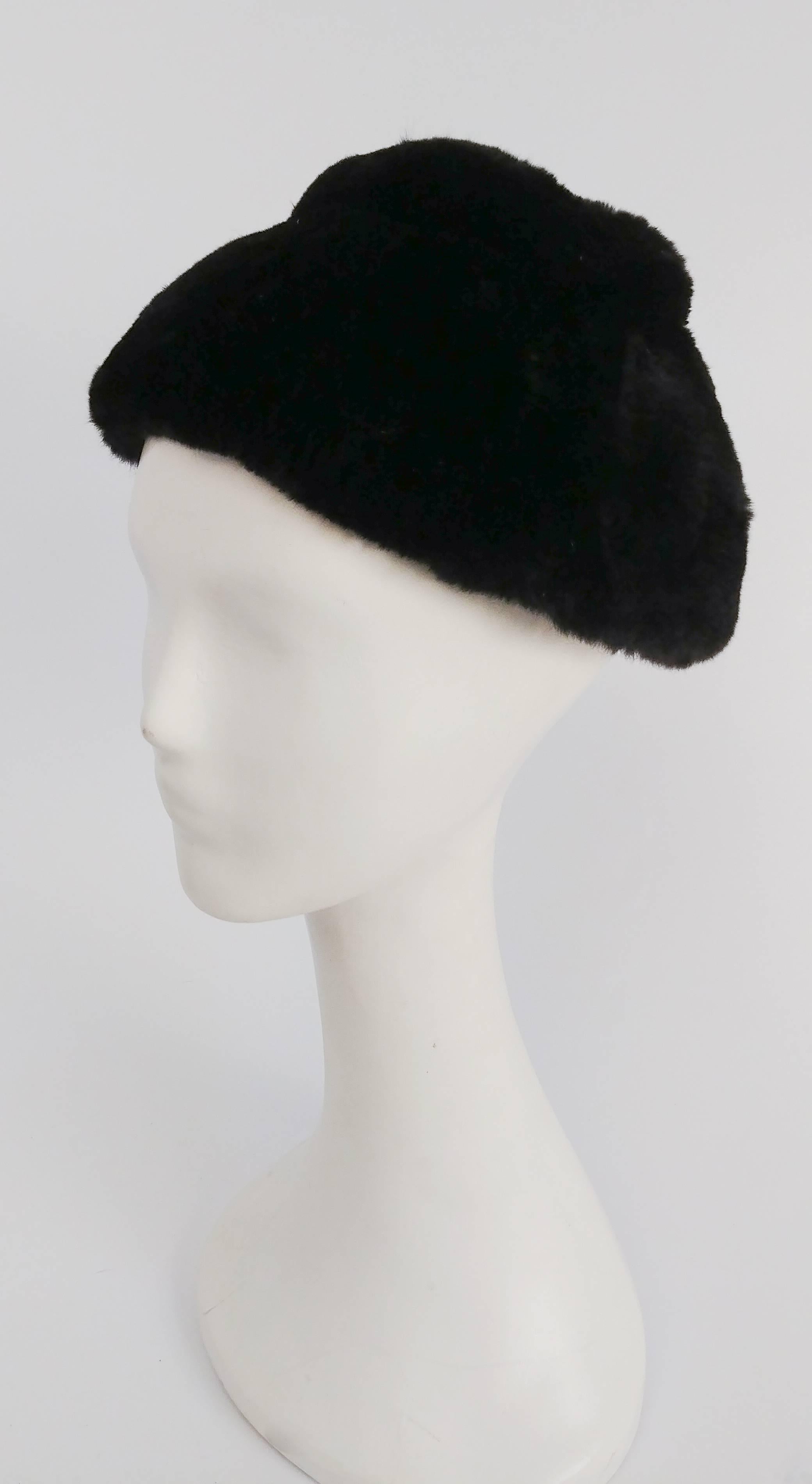 1960s Irene of New York Shorn Mink Hat. Perch on back of head for true 1960s flair. 