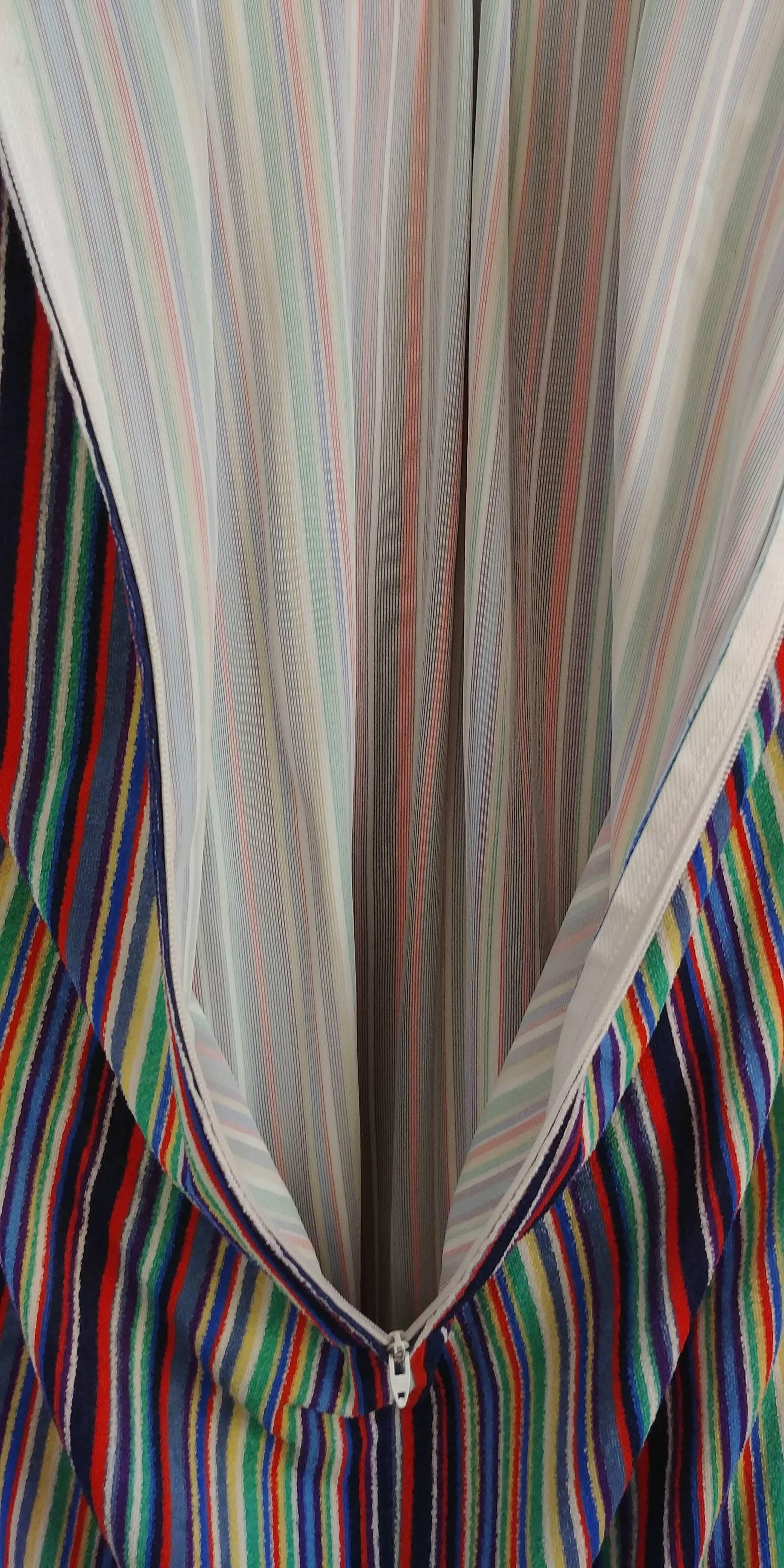 Women's 1970s Rainbow Striped Hooded Coverup