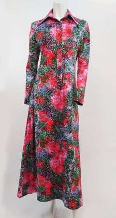 1970s Lanvin Printed Maxi Dress