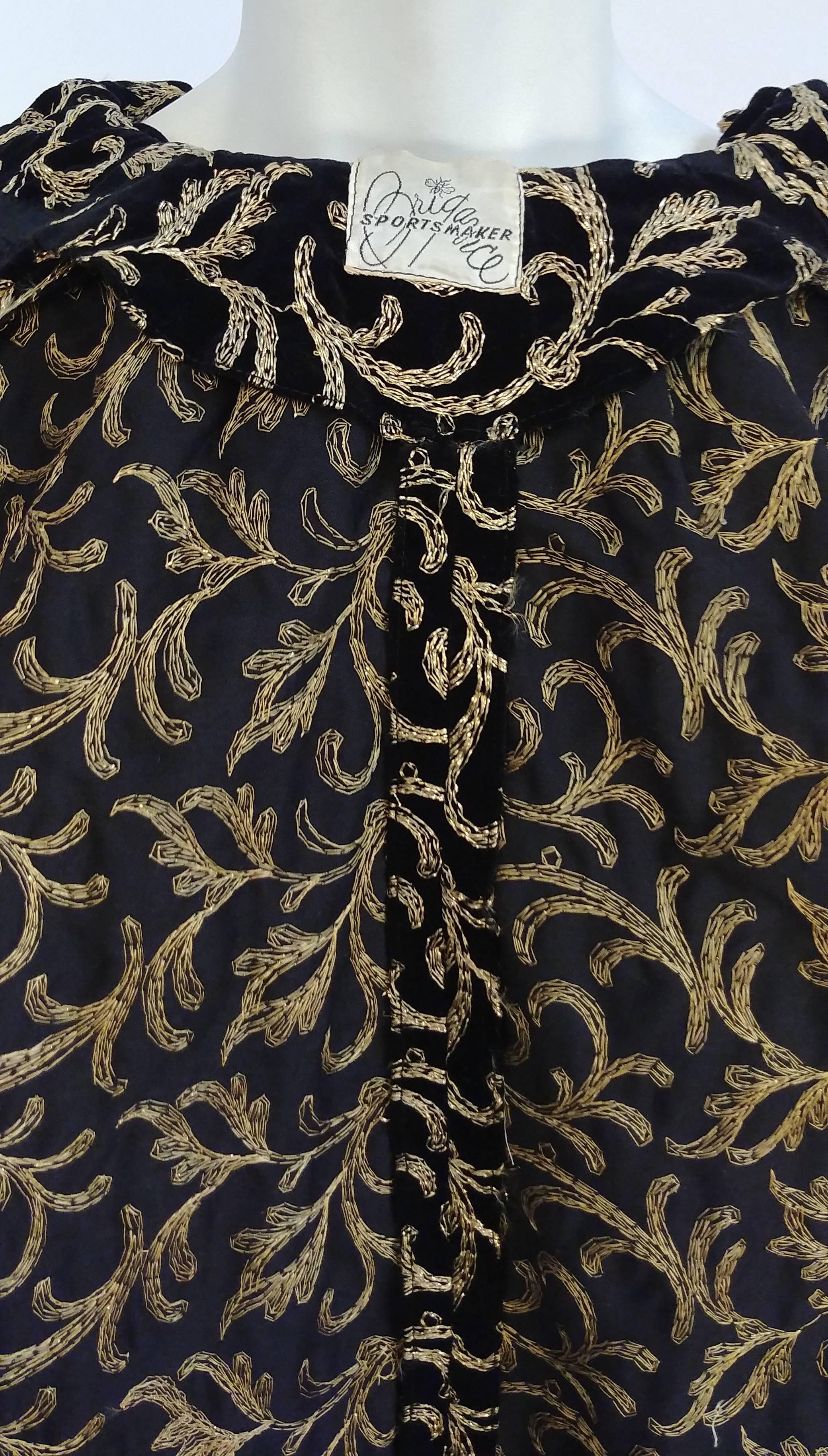 1960s Velvet Jacket w/ Metallic Embroidery  In Excellent Condition In San Francisco, CA