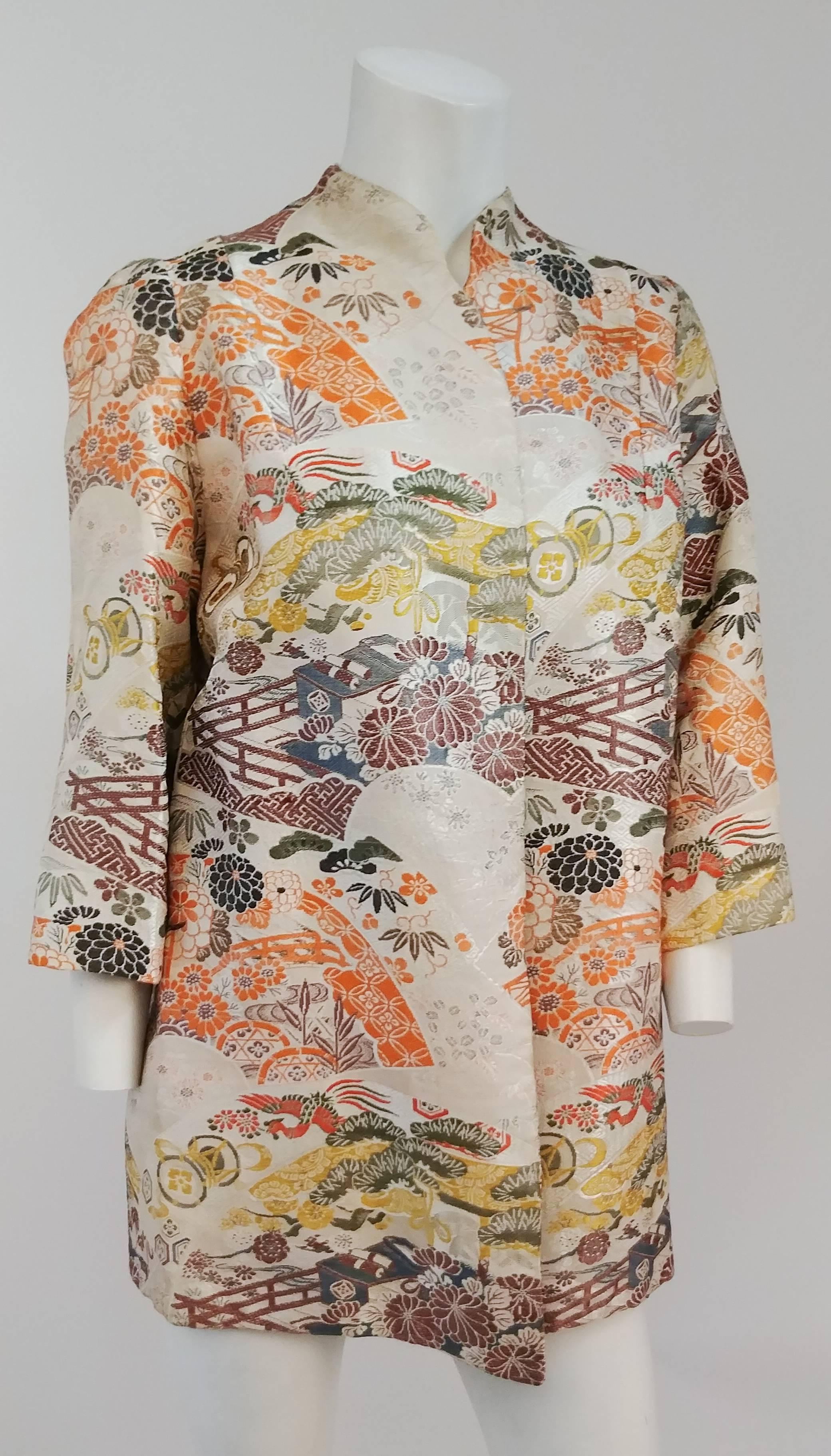 Brown 1960s Asian Brocade Jacket