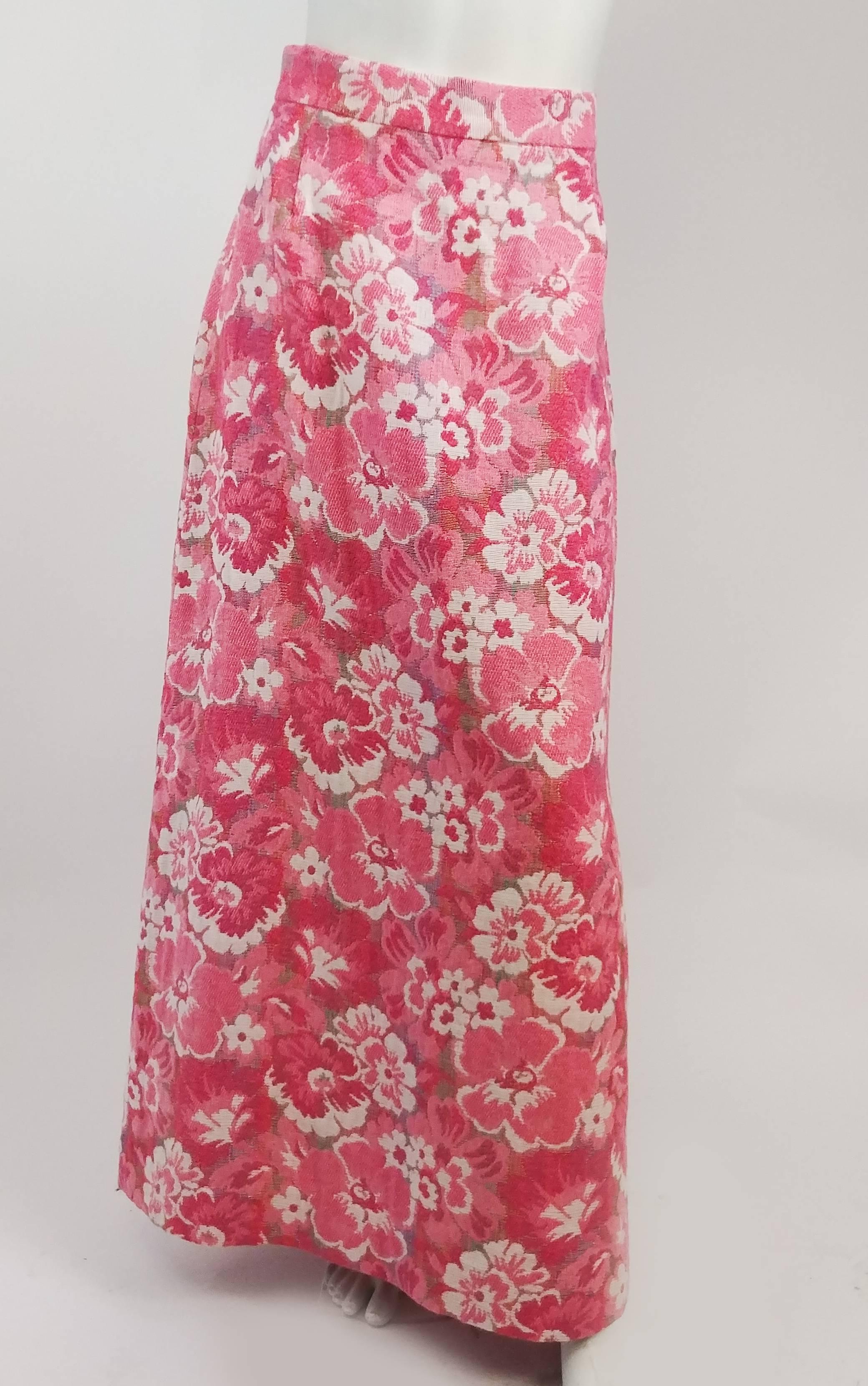 1970s Maxi Skirt and Suit Jacket Pink Tapestry Set In Excellent Condition In San Francisco, CA