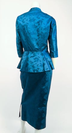 1950s Asian Silk Jacquard Skirt and Jacket Suit Set