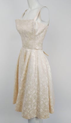 1950s White Jacquard Cocktail Dress