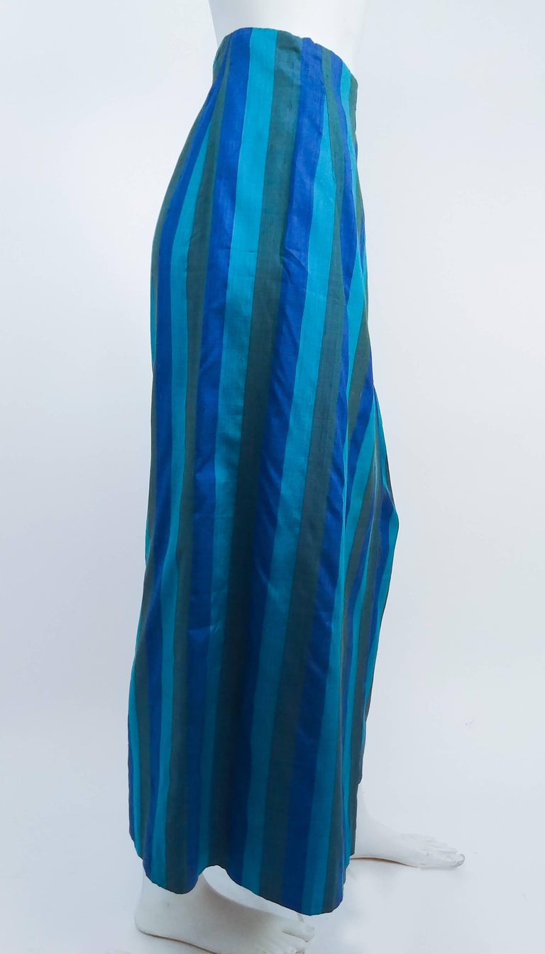 1960s Striped Silk Shantung Wrap Skirt For Sale at 1stDibs | shantung skirt