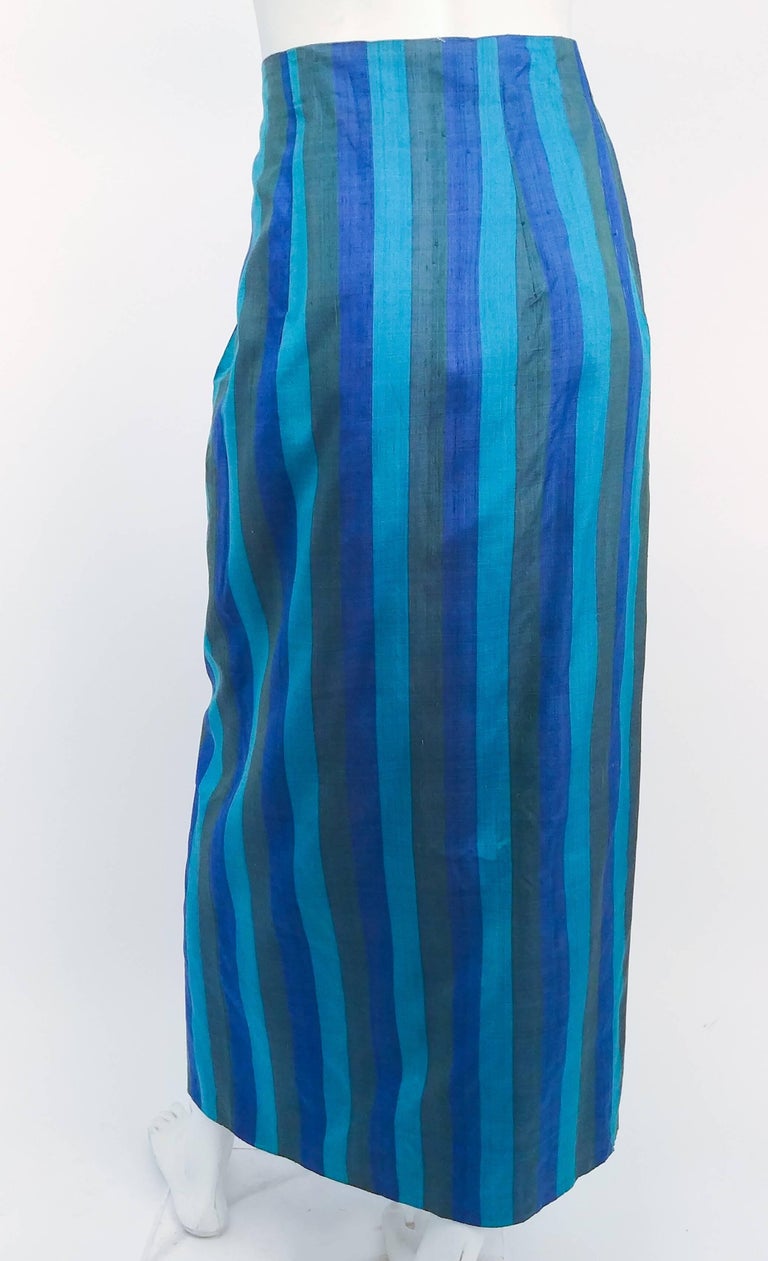 1960s Striped Silk Shantung Wrap Skirt For Sale at 1stDibs | shantung skirt