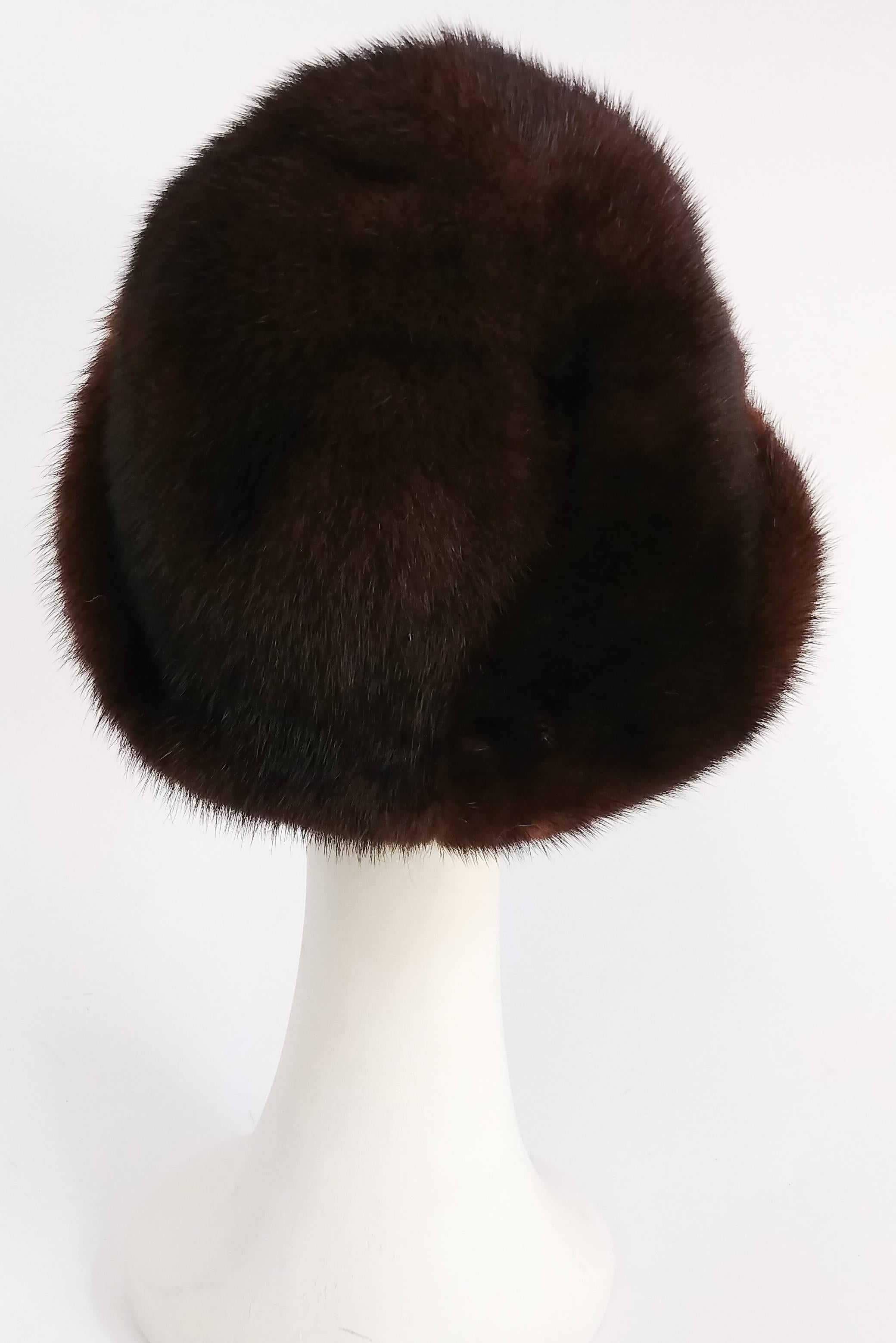 Black 1960s Chocolate Brown Mink Hat