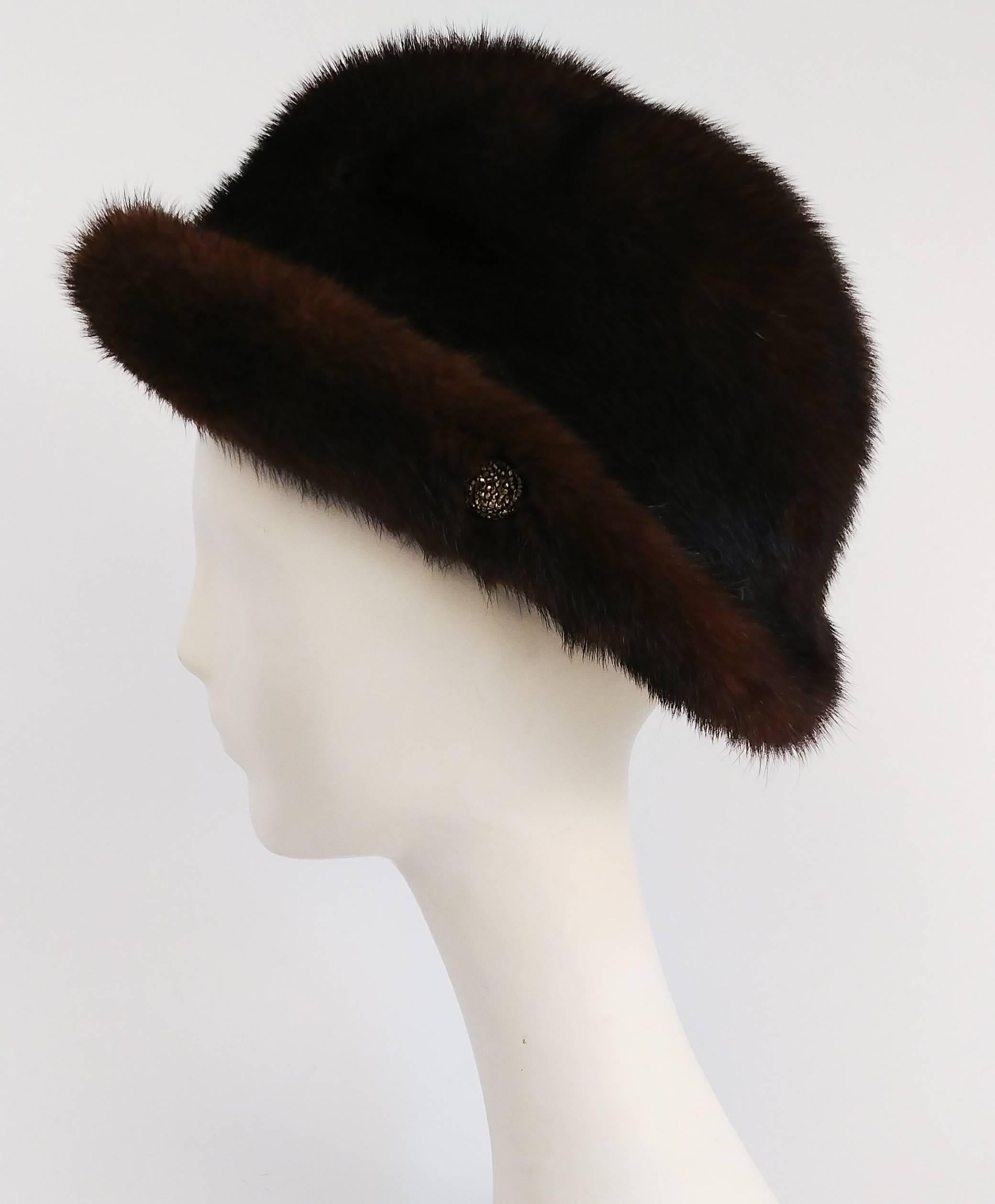 1960s Chocolate Brown Mink Hat In Excellent Condition In San Francisco, CA