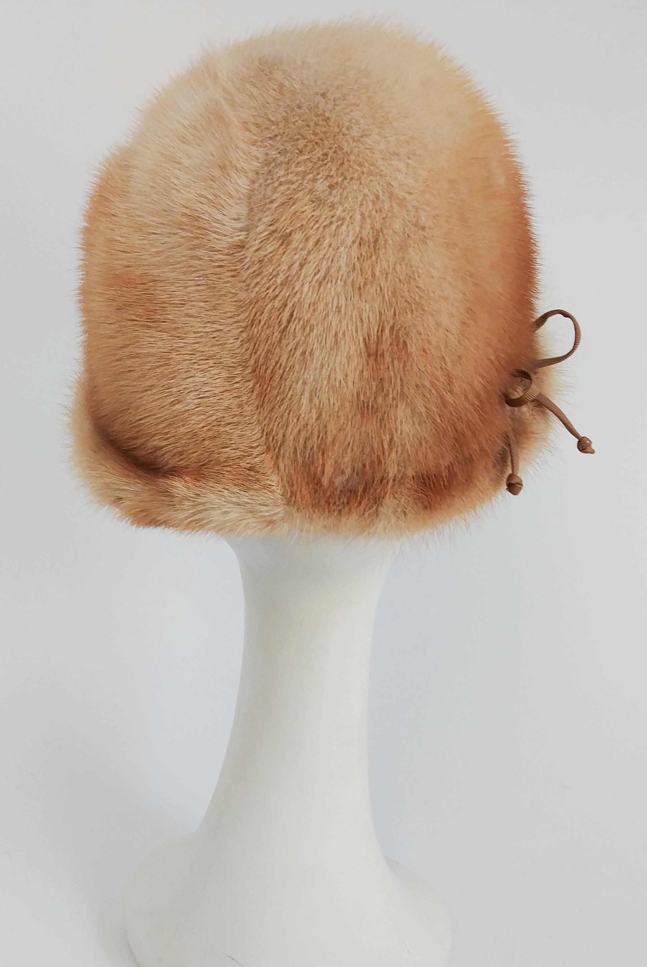 1960s Blonde Mink Cloche Hat In Excellent Condition In San Francisco, CA